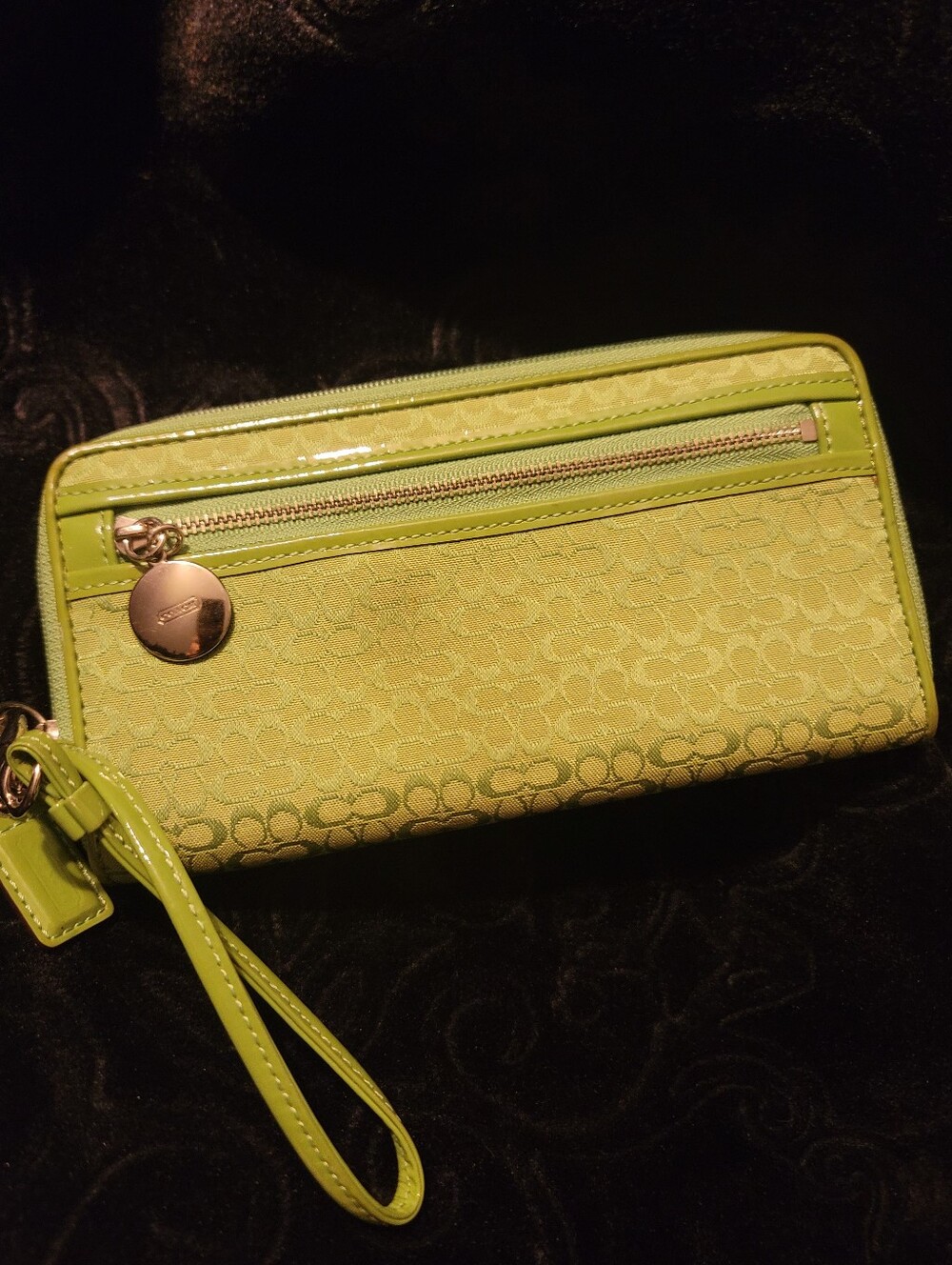 Lime Green Signature Coach Wristlet Wallet